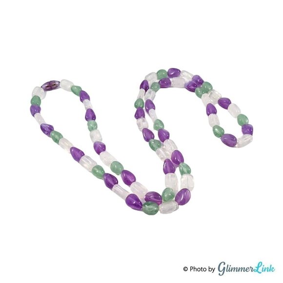 VTG 80s Avon Tourmaline Impressions Translucent Purple Green & Clear Necklace - Picture 5 of 8